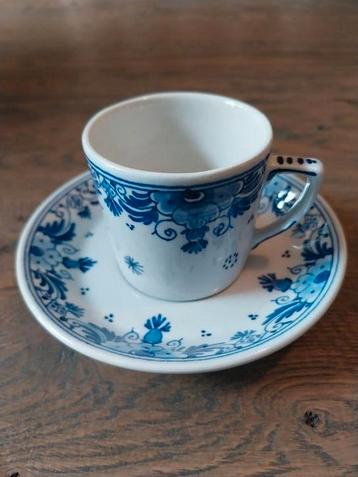 Porceleyne fles zeldzaam delftsblauw espresso kop en schotel beschikbaar voor biedingen