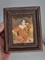 Vintage 1960 zijde doekje Italiaanse schilderijtje, Ophalen of Verzenden, Hout, Minder dan 50 cm