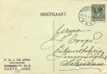 P.G.J. de Jong, kruidenier, Oostvoorne - 03.1936 - briefkaar beschikbaar voor biedingen