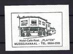 1955 Musselkanaal hotel cafe rest PLATEN, Verzamelen, Suikerzakjes, Ophalen of Verzenden, Nederland