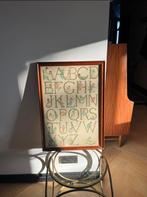 Antiek geborduurd abc alfabet, Gebruikt, 50 tot 75 cm, Ophalen of Verzenden, 50 tot 75 cm