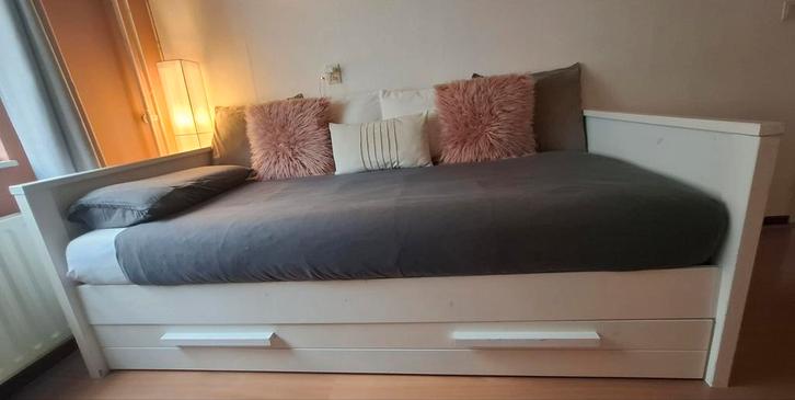 Woood Bedbank met lade en lattenbodem - Logeerbed, Huis en Inrichting, Slaapkamer | Bedden, Gebruikt, Eenpersoons, 100 cm, 210 cm