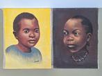 paar Afrikaanse schilderijen 2st. schilderij afm ca. 37x50cm, Ophalen of Verzenden