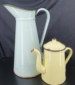emaille kannen potten brocante kan en koffiepot schenkkan  J, Antiek en Kunst, Verzenden