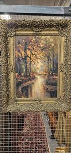 Landschap schilderij met barok lijst, Ophalen of Verzenden