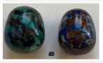 2 x handsteen knuffelsteen Azurite malachiet 3 cm, Nieuw, Ophalen of Verzenden, X, X