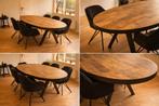 Ovale eettafel met 6 stoelen - industrieel design, Huis en Inrichting, Tafels | Eettafels, Ophalen