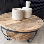 Magazijn Leegverkoop Ronde salontafel Para's mangohout metal, Nieuw, Ophalen of Verzenden, Info@wkhome.nl, Argonweg 20 Amersfoort