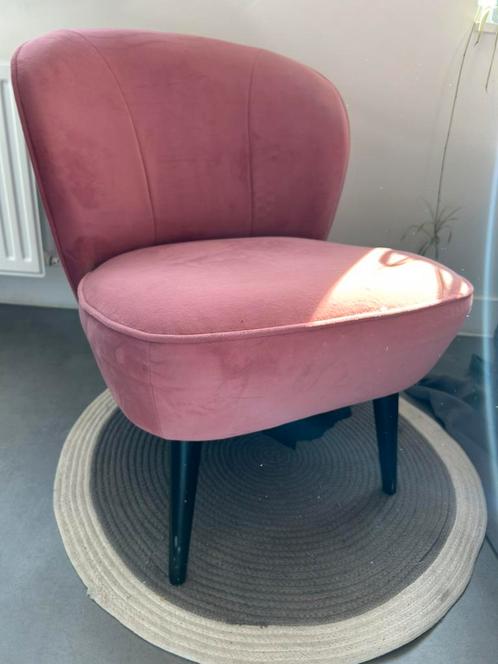 Woood fauteuil roze, Huis en Inrichting, Fauteuils, Gebruikt, Stof, 50 tot 75 cm, Ophalen