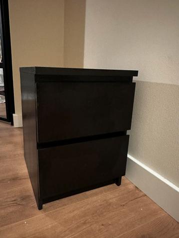 Ikea malm nachtkastje donkerbruin / zwart 2 lades - afbeelding 3