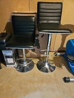 2 Zwarte Barstoelen met Verstelbare Hoogte, Huis en Inrichting, Stoelen, Ophalen, Gebruikt, Twee, Zwart