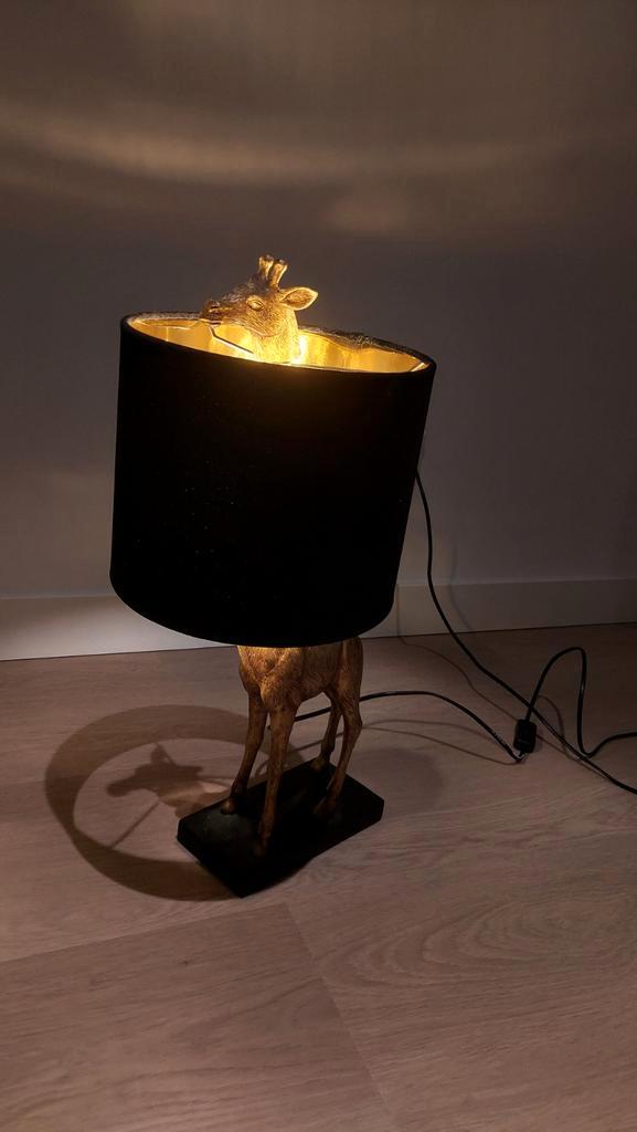 Staande lamp giraffe, Huis en Inrichting, Lampen | Tafellampen, Zo goed als nieuw, 50 tot 75 cm, Hout, Metaal, Ophalen