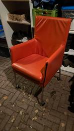Leren stoel op wieltjes, Huis en Inrichting, Ophalen, Gebruikt, Bruin, Eén