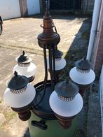 Prachtige hanglamp met 5 mat witte glazen kapjes, Antiek en Kunst, Antiek | Lampen, Ophalen