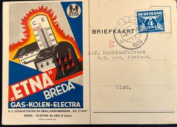 correspondentiekaart Etna kolenkachel kookplaten 1939  Breda beschikbaar voor biedingen