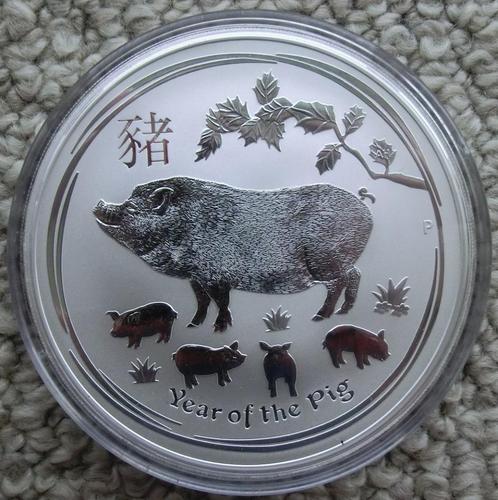Australie 10 Oz Zilver Year of the Pig 2019, lees, Postzegels en Munten, Munten | Oceanië, Losse munt, Zilver, Ophalen