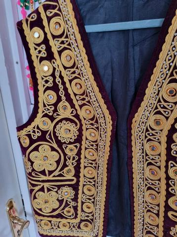 Donkerrood bordeaux fluweel vintage spiegeltjes gilet india beschikbaar voor biedingen
