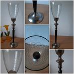 Antieke Glazen Vaas op Poot. Totale hoogte 51 cm. Voet is 38, Ophalen of Verzenden
