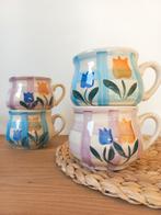 Soepkommen met tulp motief roze blauw, Ophalen of Verzenden, Gebruikt, Overige stijlen, Kom(men)
