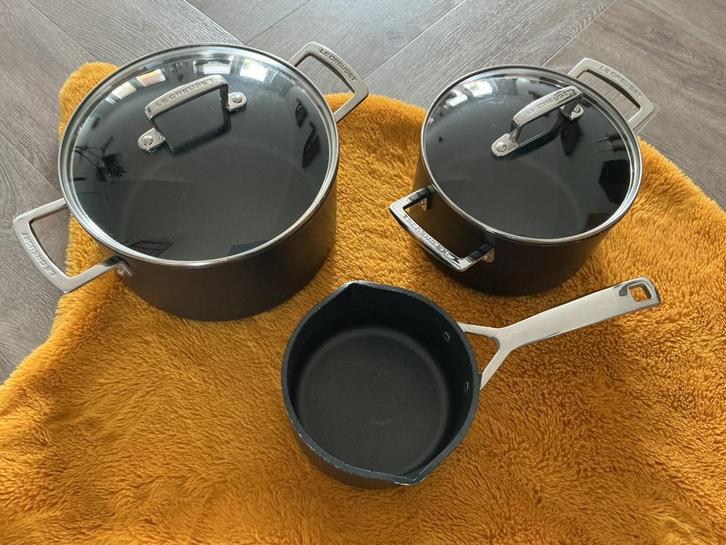 2 Le Creuset kookpannen & 1 Steelpan, Huis en Inrichting, Keuken | Potten en Pannen, Gebruikt, Ophalen of Verzenden