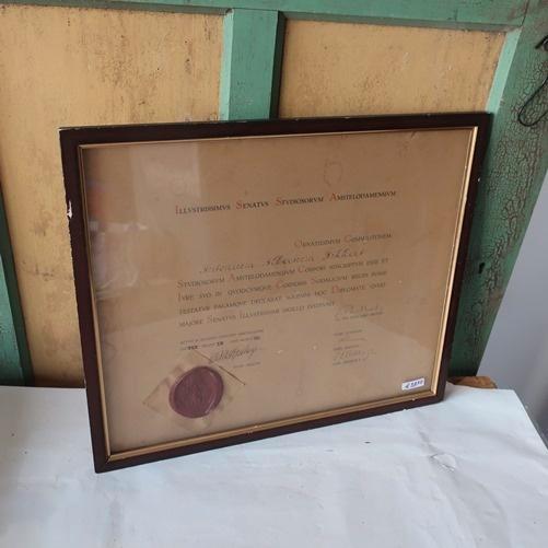 Oorkonde oud met zegel origineel in lijst 52,5 x 45 cm, Antiek en Kunst, Antiek | Woonaccessoires, Ophalen