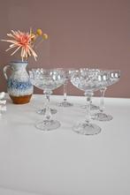 Set van 6 kristallen champagne coupes op hoge voet, Antiek en Kunst, Antiek | Glas en Kristal, Ophalen of Verzenden