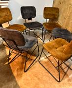 6 industriële stoelen luxe velvet, Huis en Inrichting, Stoelen, Ophalen of Verzenden, Zo goed als nieuw, Bruin