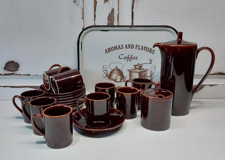 Vintage Mokka servies Pierre Daems,  Spfinx Maastricht, Antiek en Kunst, Antiek | Servies compleet, Ophalen of Verzenden