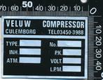 Sticker: Veluw Compressor - Culemborg, Verzamelen, Ophalen of Verzenden, Zo goed als nieuw, Bedrijf of Vereniging
