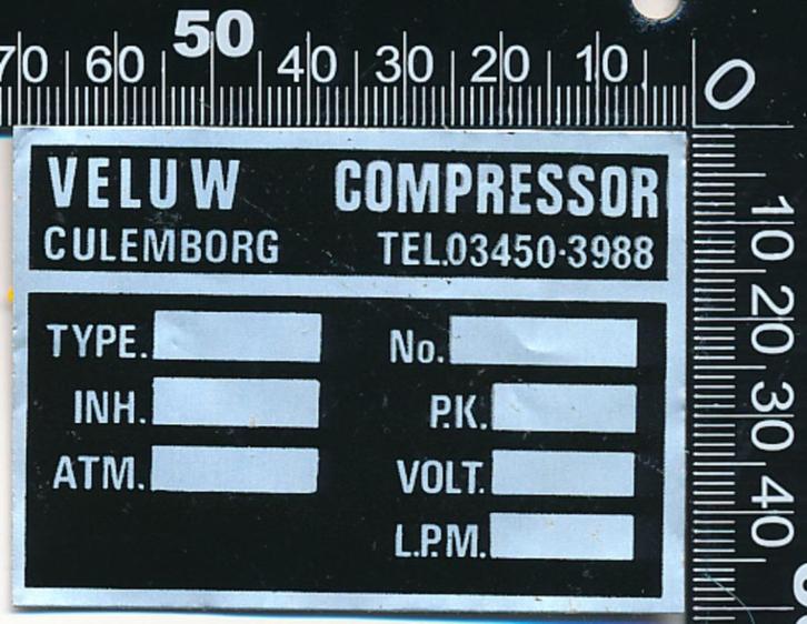 Sticker: Veluw Compressor - Culemborg, Verzamelen, Stickers, Zo goed als nieuw, Bedrijf of Vereniging, Ophalen of Verzenden
