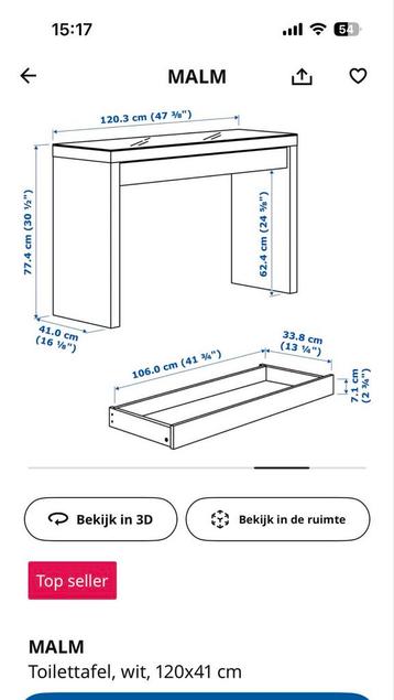 IKEA Malm male-up tafel - afbeelding 7