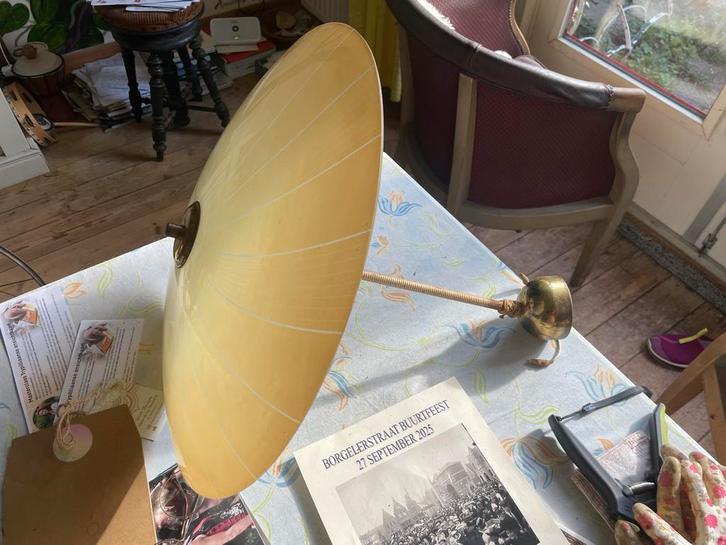 Oude Franse Plafonnière - Bajonet Sluiting, Huis en Inrichting, Lampen | Hanglampen, Gebruikt, Minder dan 50 cm, Glas, Ophalen of Verzenden