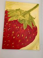 Aardbei Schilderij op Canvas 80x60cm, Antiek en Kunst, Kunst | Schilderijen | Klassiek, Ophalen of Verzenden