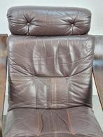 Vintage Coja fauteuil bruin leer bentwood ‘70 Scandinavisch, Huis en Inrichting, Fauteuils, Ophalen, Metaal, N, Vintage