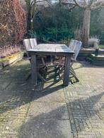 6 hardhouten stoelen, Tuin en Terras, Tuinsets en Loungesets, Ophalen, Gebruikt, Hardhout, 6 zitplaatsen