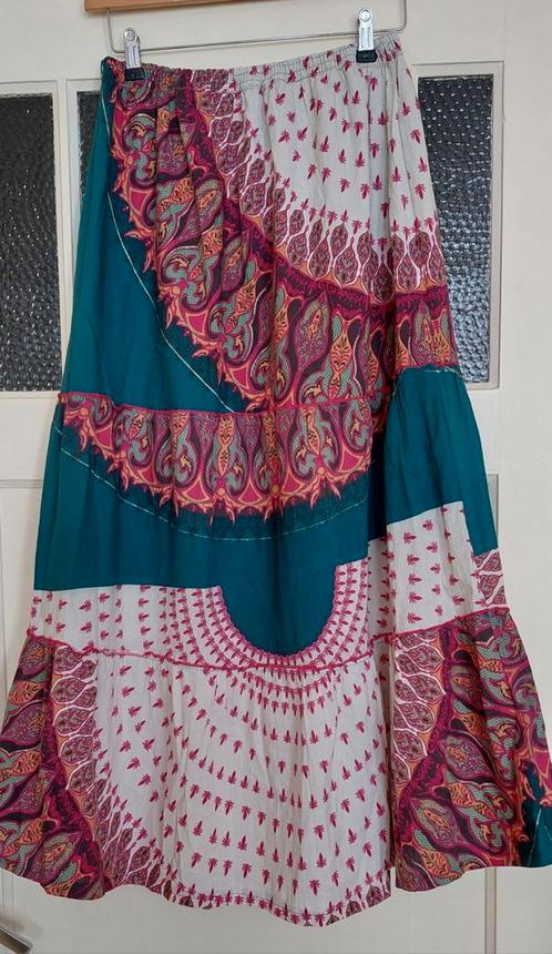 Maxirok maat L bohemian katoen, Kleding | Dames, Rokken, Gedragen, Maat 42/44 (L), Groen, Onder de knie, Ophalen of Verzenden