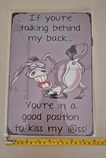 Nieuwe metalen bord donkey