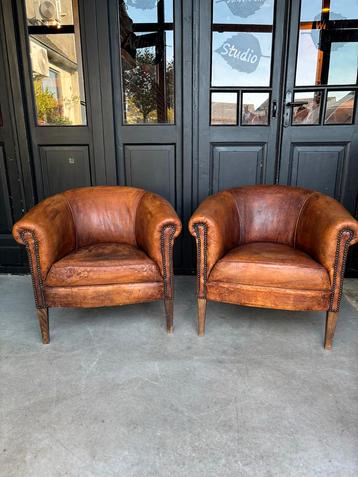 Vintage Schapenleren Clubfauteuils (Set van 2) beschikbaar voor biedingen