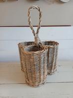 Rieten flessenmand voor 3 flessen, Ophalen of Verzenden