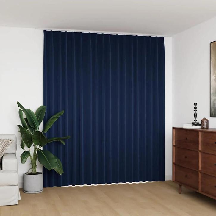 Gordijn verduisterend met haken 290x245 cm blauw €50, Huis en Inrichting, Stoffering | Gordijnen en Lamellen, Nieuw, 200 cm of meer