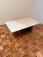 Salontafel roze/oranje marmeren blad hout onderstel, Ophalen, Gebruikt, 100 tot 150 cm, 50 tot 100 cm