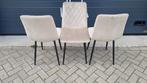 Lina® Elisia - Beige Velvet Eetkamerstoelen - Set van 3, Mevsim Store, Overige kleuren, Drie, Ophalen of Verzenden