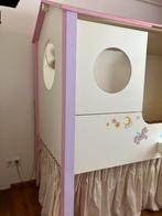Leuk roze-lila halfhoogslaper met gordijnen en lampje, Kinderen en Baby's, Kinderkamer | Bedden, Ophalen, Gebruikt, 70 tot 85 cm