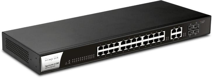 VigorSwitch G1280. Draytek. Gigabit switch. 24 port. 4x SFP., Computers en Software, Netwerk switches, Gebruikt, Ophalen of Verzenden
