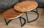 Set van 3 ovale houten salontafels, Gebruikt, 50 tot 75 cm, Ovaal, Overige houtsoorten