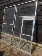 2 aluminium gaas  elementen waarvan een met deur en voederpl, Dieren en Toebehoren, Ophalen, Gebruikt, Aluminium, Volière