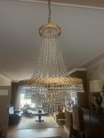 Kristallen met messing kroonluchter, Huis en Inrichting, Lampen | Kroonluchters, Ophalen, Zo goed als nieuw