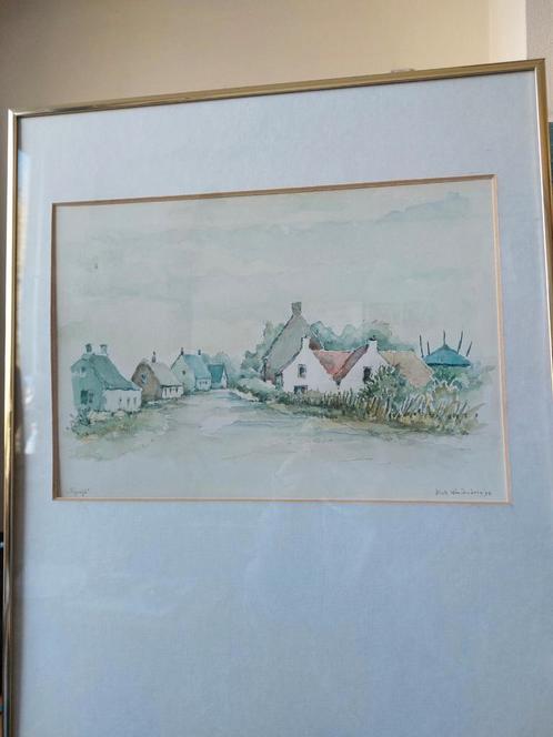 Aquarell: "Rijswijk" -  Niek Woudenberg "94 (1921-2002), Antiek en Kunst, Kunst | Schilderijen | Klassiek, Ophalen of Verzenden