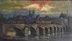 MOOI STADSGEZICHT MAASTRICHT MET DE MAASBRUG>PIE WILHELMUS, Antiek en Kunst, Ophalen of Verzenden