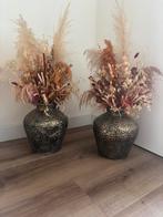 2 prachtige lichte bloempotten incl droogboeket/goud/brons, Huis en Inrichting, Ophalen, Zo goed als nieuw